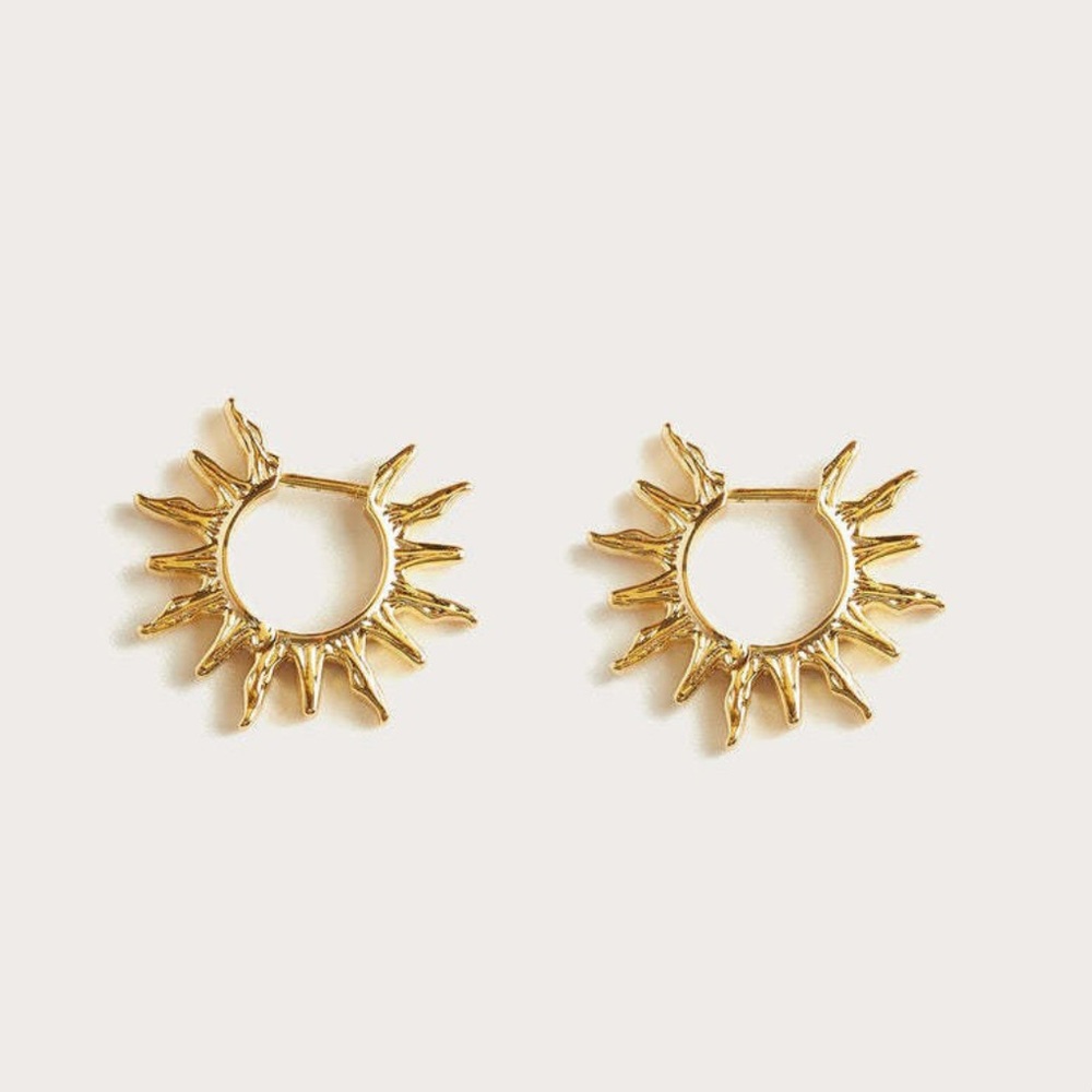 Gold Sun Hoop Earrings